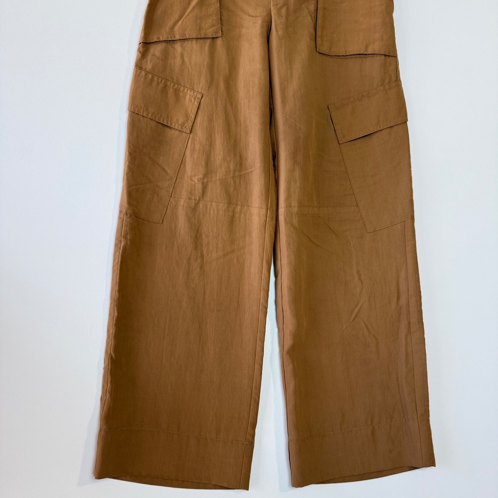 Vince Fluid Cargo Trouser Women 4 Nile Brown Wide Leg Mid Rise V967422108 - Picture 4 of 16